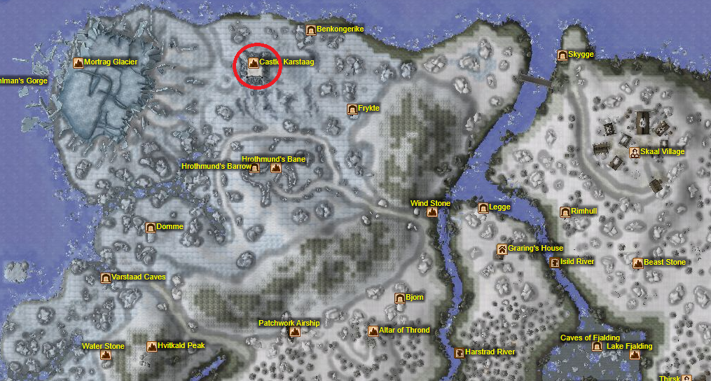 Daedric Heavy Armor Locations Morrowind   Castle Karstaag Map Location 